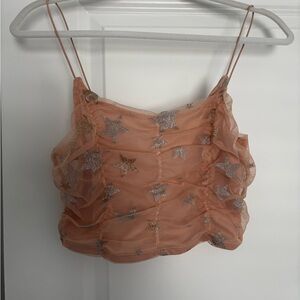 Starry Peach Mesh skirt set